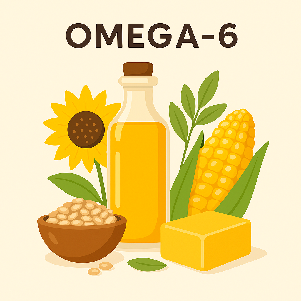 Produkte die Omega-6 enthalten, Mais, Butter,...